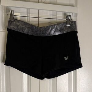 Varsity Black Athletic Shorts with Silver Waistband